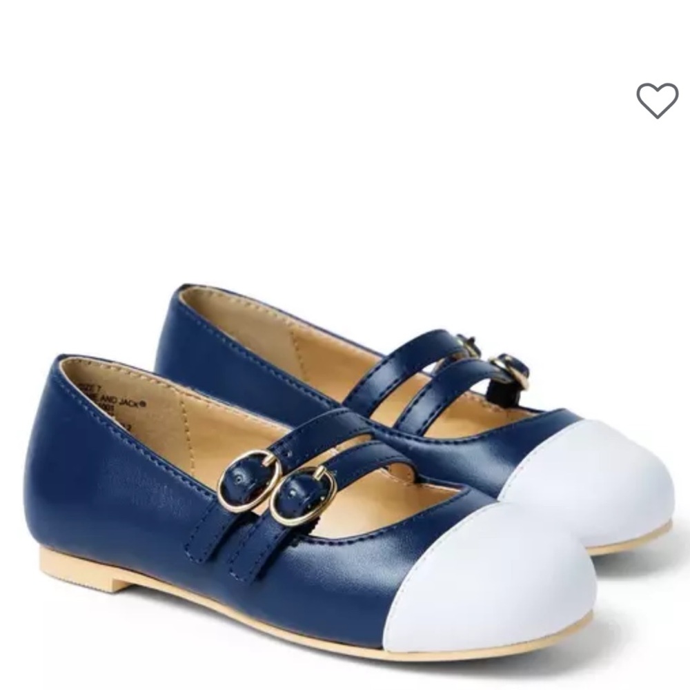 Janie and Jack Blue and White Dress Shoes with Double Strap